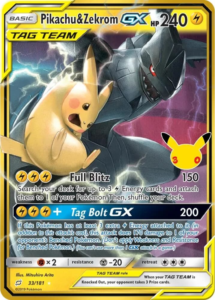 Pikachu & Zekrom-GX card